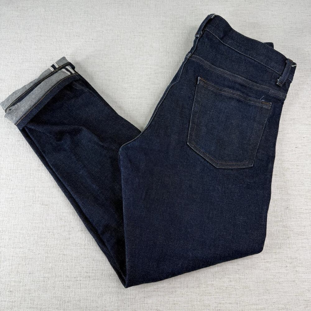 Men's UNIQLO Selvedge Stretch Slim Straight Blue Jeans W32 L30 Kaihara
